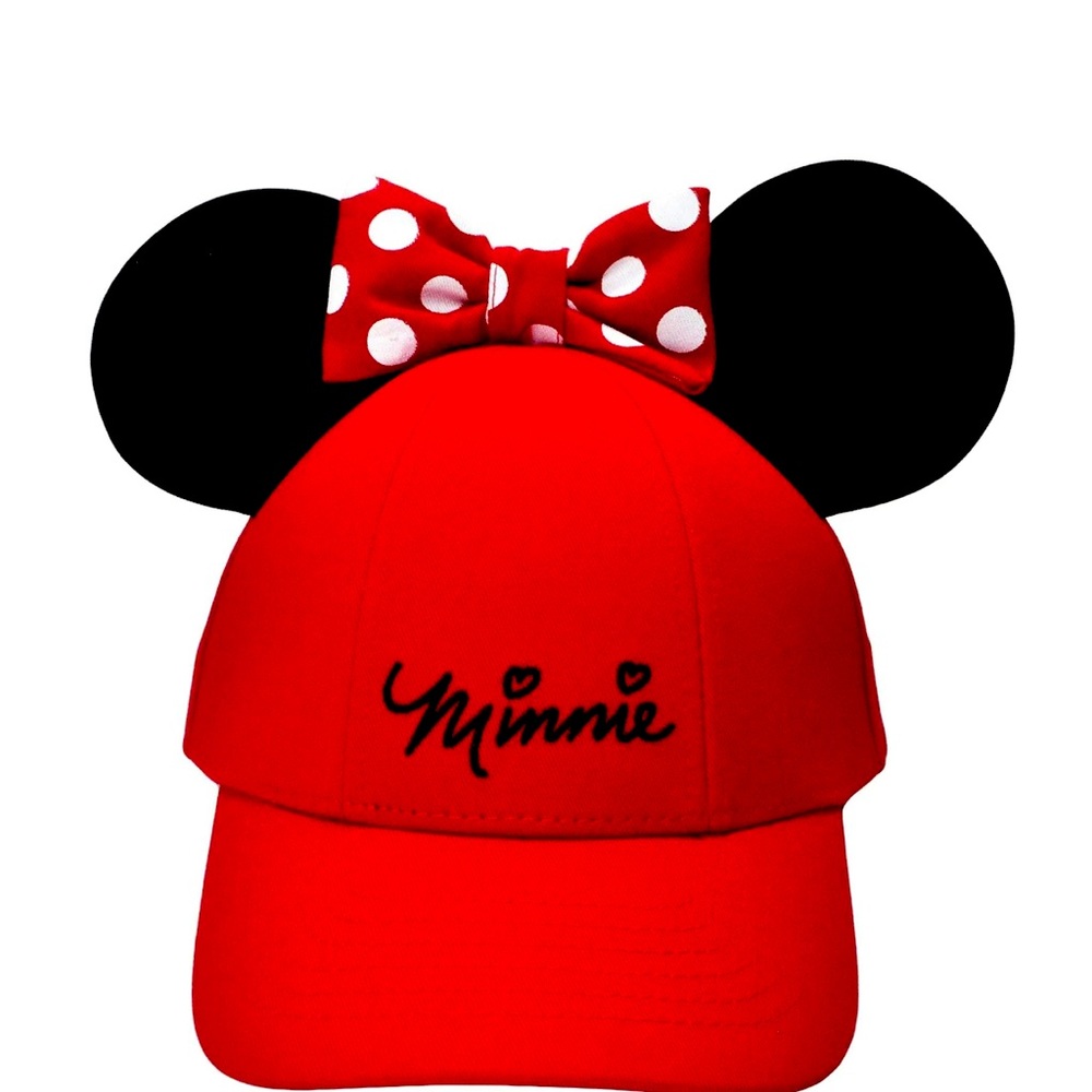 NWT Disney Womens Minnie Mouse Cap with Bow & Ears OS Red Black Snapback Hat - Picture 7 of 8